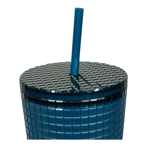 Starbucks Winter 2023 Navy Blue Grid Logo 24 oz Venti Cold Tumbler With Straw - Picture 3 of 9